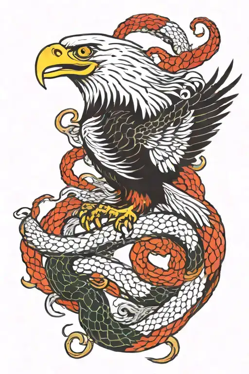 eagle fighting snake intertwined tattoo design idea