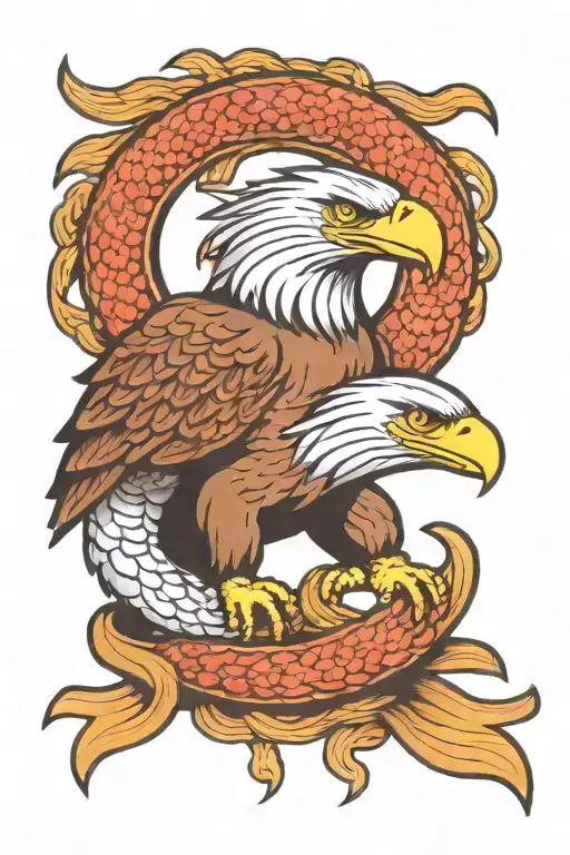 eagle fighting snake intertwined tattoo design idea
