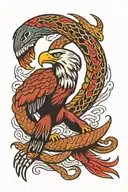 snake fighting eagle tattoo design idea
