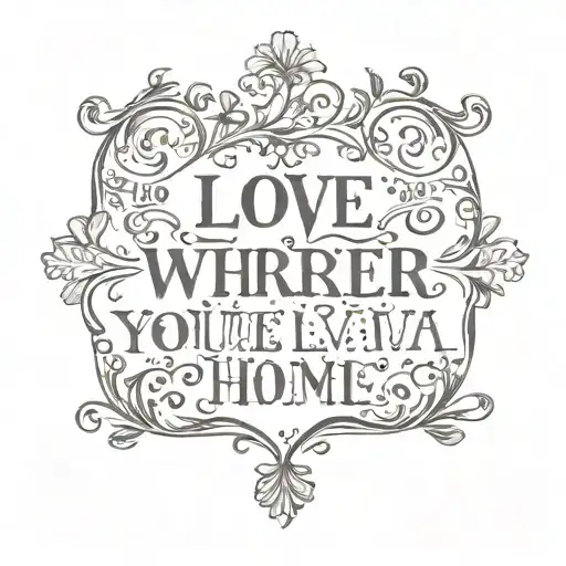 phrase : Love turns wherever you live into a home tattoo design idea