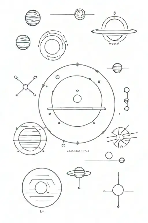 Symbols of the elements of the solar system arranged in order of distance from the sun tattoo design idea