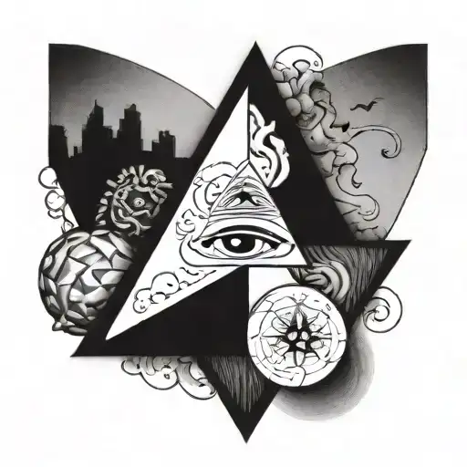 Balance; heart ; brain ; 3 triangle ; the creation of adam tattoo design idea