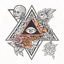 Balance  ; heart ; brain ; 3 triangle ; the creation of adam tattoo design idea