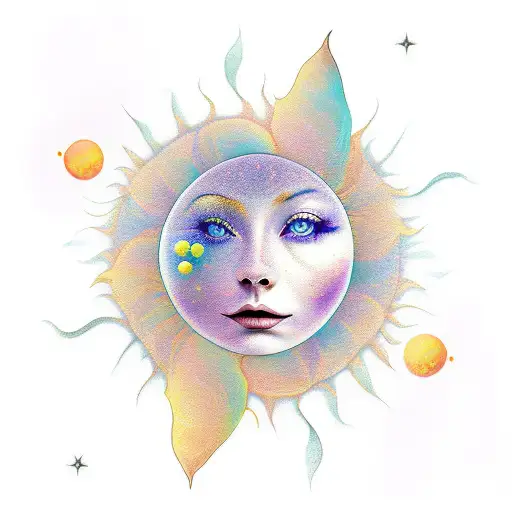 lune soleil tattoo design idea