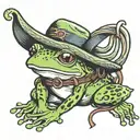 cute frog wearing a cowboy hat carrying a lasso tattoo design idea