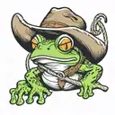 cute frog wearing a cowboy hat carrying a lasso tattoo design idea