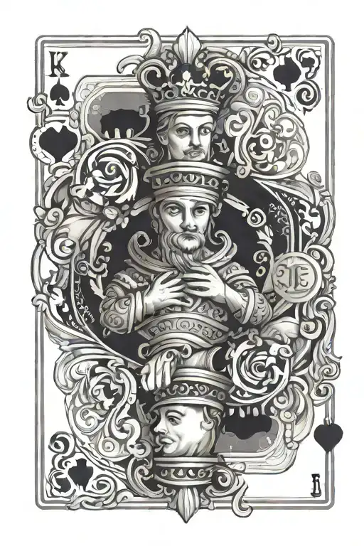The exterior design of the king of clubs playing cards, the inside kind picture is replaced by the king chess piece. tattoo design idea