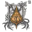 spade with A and roman numeral 3 turning into a spider tattoo design idea