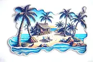 Beach scene tattoo design idea