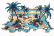 Beach scene tattoo design idea