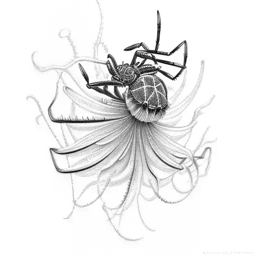 centipede and spider lily tattoo design idea