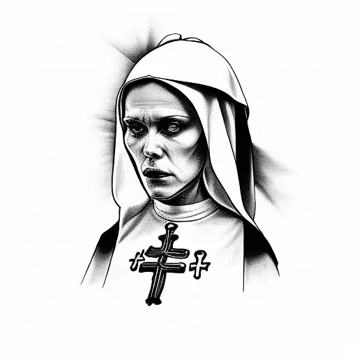 the smoking nun tattoo design idea