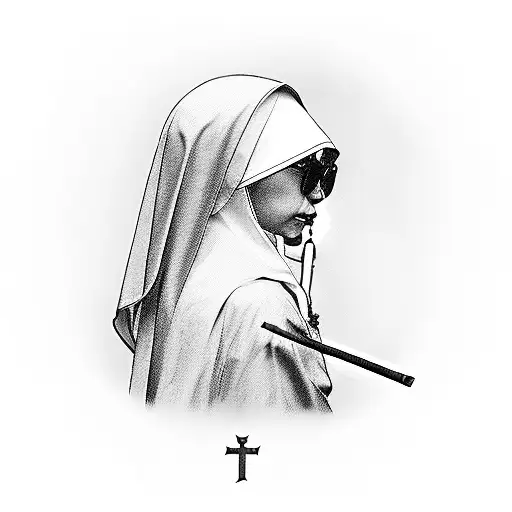 the smoking nun tattoo design idea