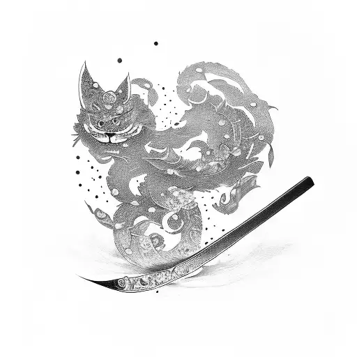 Katana with Kanji tattoo design idea