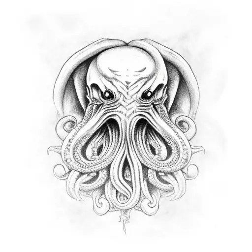 cthulhu head in nordic style tattoo design idea