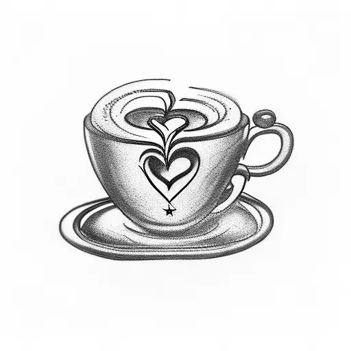 armband containing a coffee cup, a scribble, a genie lamp, a heart and a david star tattoo design idea