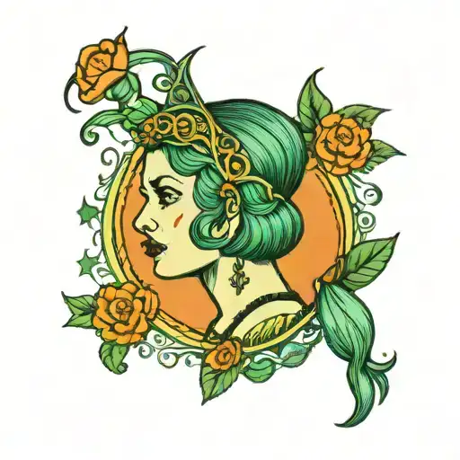 green haired woman with fred perry poli tattoo design idea