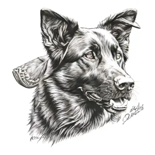 black female labrador german shepherd dog tattoo design idea