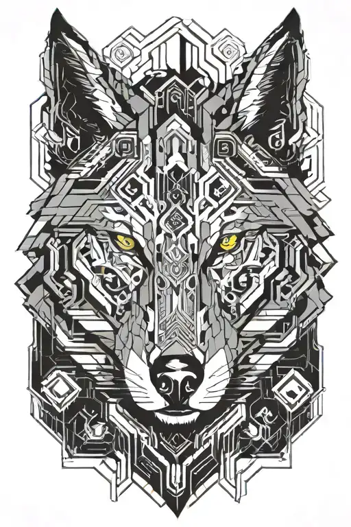 Wolf face tattoo design idea