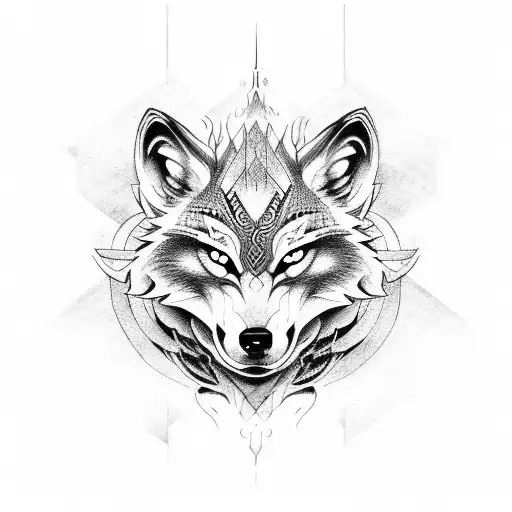 wolf dragon norse tattoo design idea