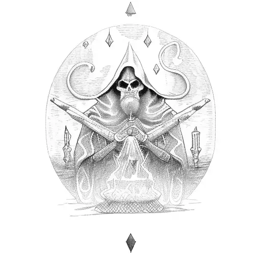 tarot card hermit tattoo design idea