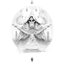 tarot card hermit tattoo design idea