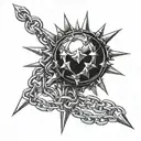 flail spiked ball on chain  tattoo design idea