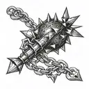 flail spiked ball on chain  tattoo design idea
