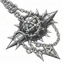 flail spiked ball on chain  tattoo design idea