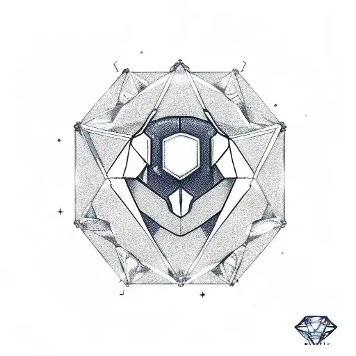diamond outline with a gundam inside the Diamond  tattoo design idea