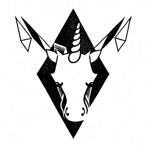 unicorn in triangle  tattoo design idea