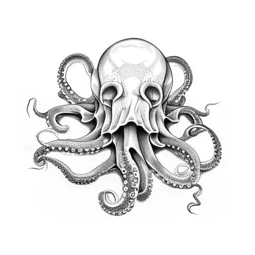 octopus's skull tattoo design idea