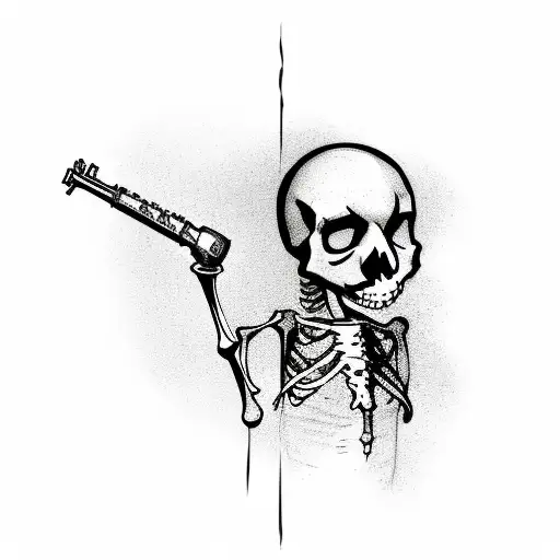 army medic skeleton drinking bottle of whiskey tattoo design idea