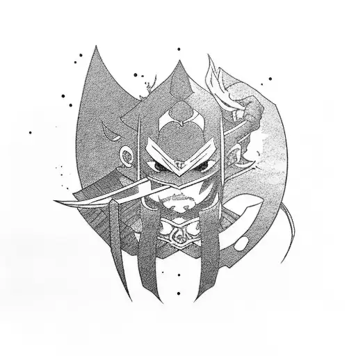 Three katanas in anime styles displaced one after another. This tattoo has to be done around the bicep tattoo design idea