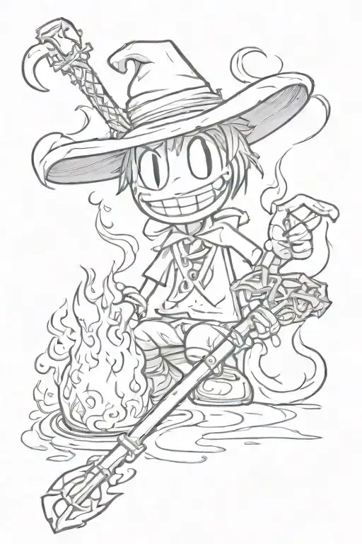 A Bonfire with a Keyblade and Ruffys Strawhat tattoo design idea