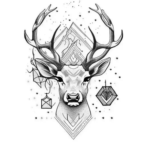 A majestic stag surrounded by the beautiful Scottish highlands tattoo design idea