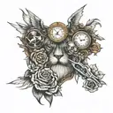 Full Chest and Back Tattoos with Clocks, Guns, Skulls, Roses, and Lions tattoo design idea