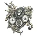 Full Chest and Back Tattoos with Clocks, Guns, Skulls, Roses, and Lions tattoo design idea
