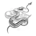 snake and sword tattoo design idea