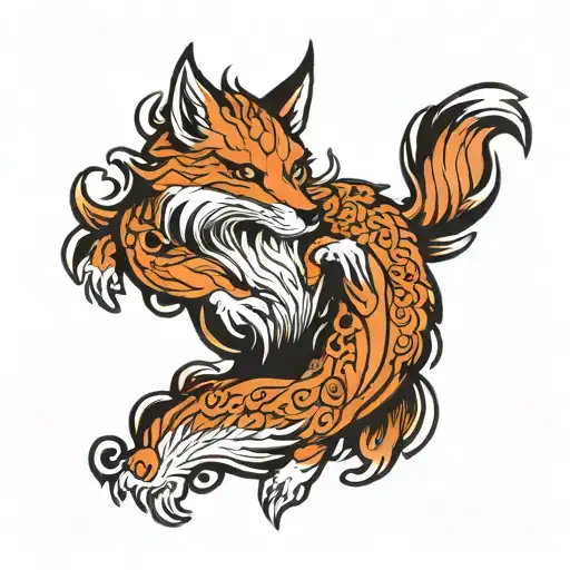 nine tailed fox looking tattoo design idea