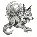 nine tailed fox kitsune tattoo design idea