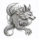 nine tailed fox kitsune tattoo design idea