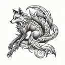 nine tailed fox kitsune tattoo design idea