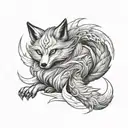 nine tailed fox kitsune tattoo design idea