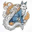 nine tailed fox kitsune tattoo design idea