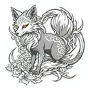 nine tailed fox kitsune tattoo design idea