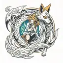 nine tailed fox kitsune tattoo design idea