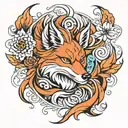  nine tailed fox tattoo design idea