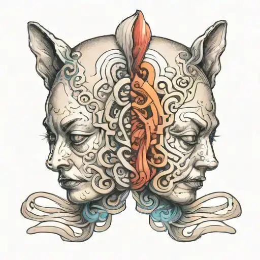 siamese twin head tattoo design idea