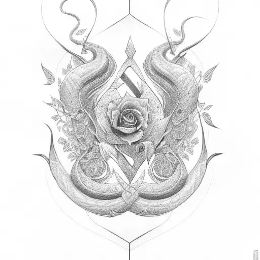  viper with flawer tattoo design idea